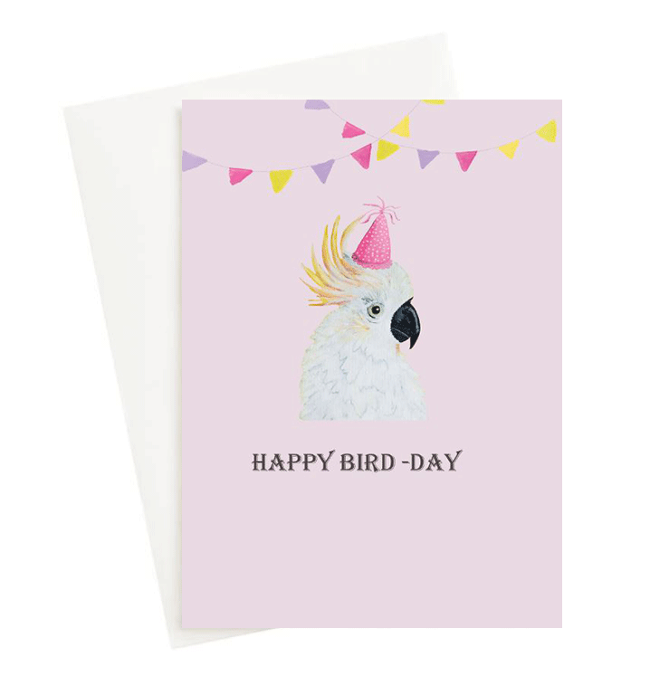 Happy Bird Day Birthday Greeting Card Pink