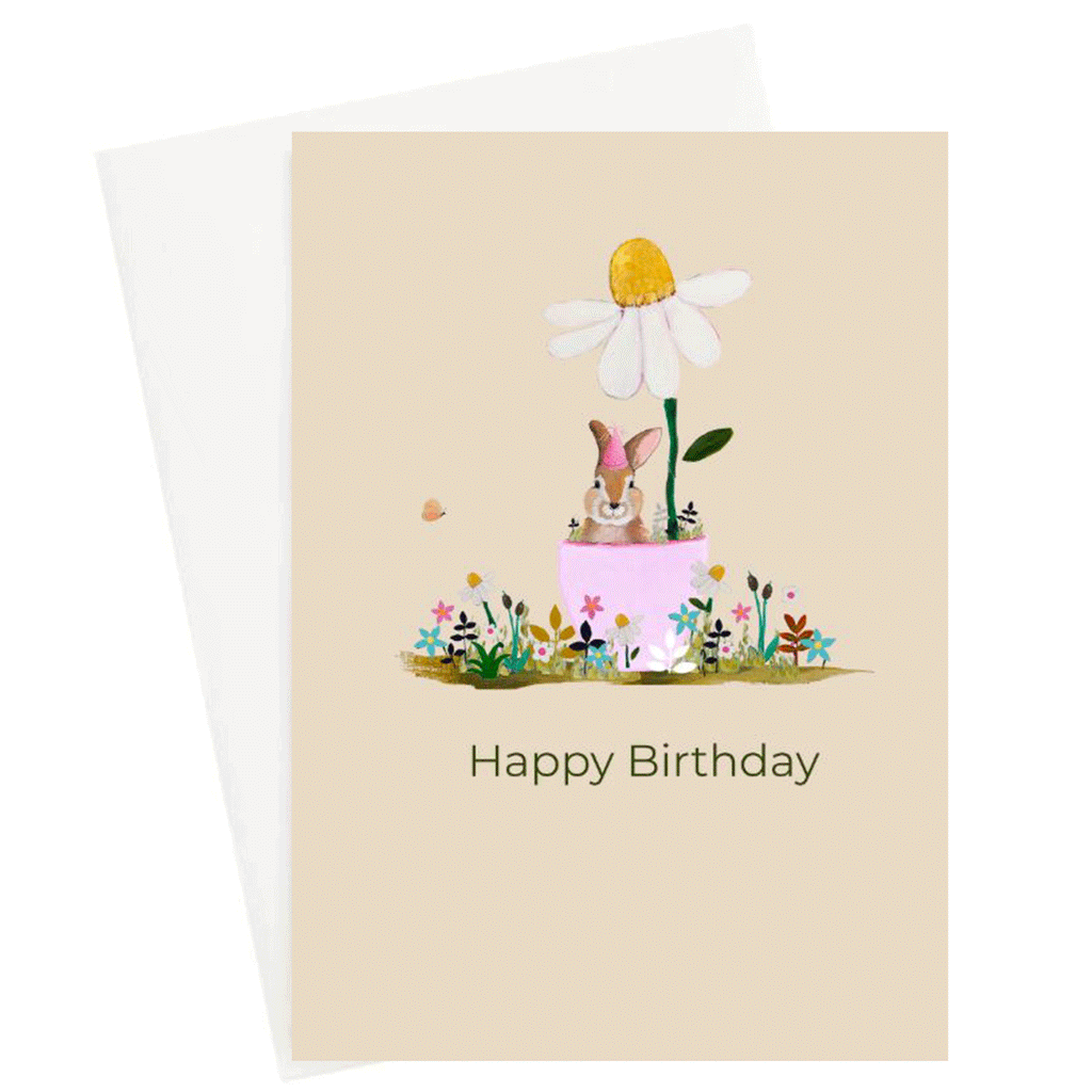 Bunny Garden Happy Birthday Greeting Cards