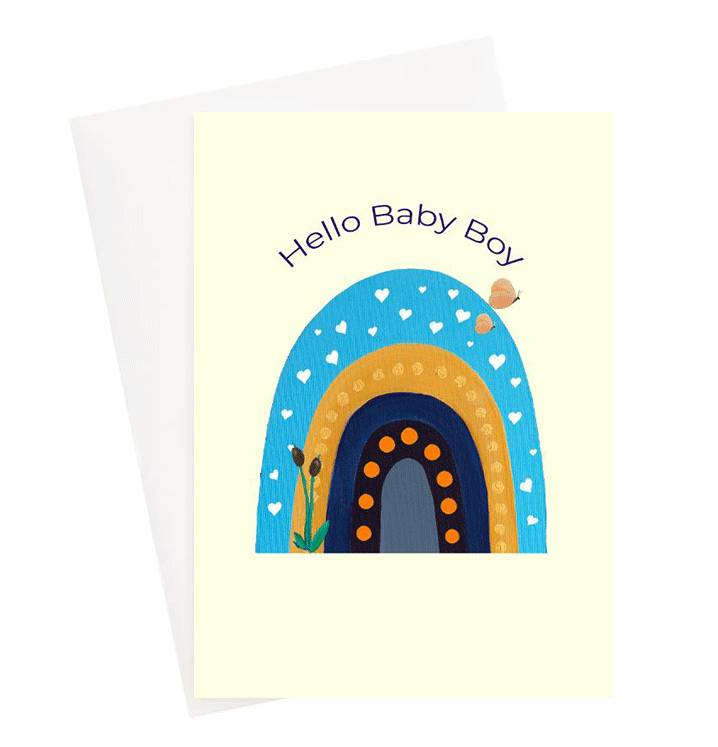 Rainbow Blue Hill Greeting Card